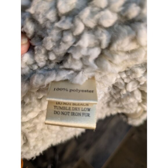 Dylan Faux Suede Open Front White Shearling, Size M - Picture 14 of 14